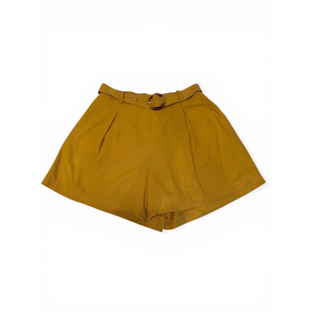 Wmns Marc New York Andrew Marc Gold Linen Blend Pleated Dressy Summer Shorts M